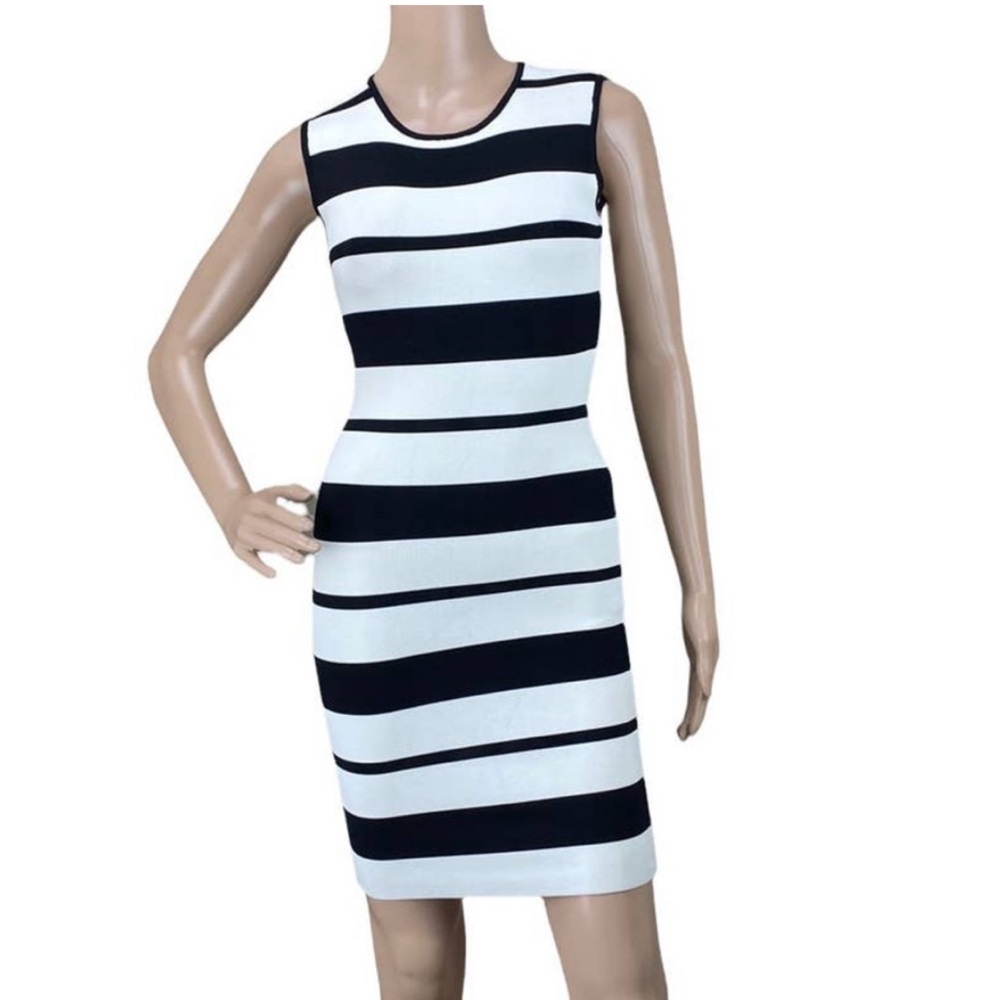 NWOT. Small BCBG maxazria black and white bandage dress.